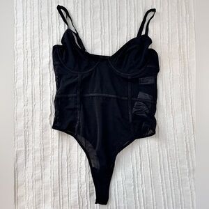 NWT Forever 21 Black Sheer Bodysuit Sz. M